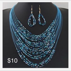 Seedbead necklace & earrings